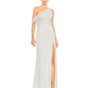 Mac Duggal Elegant One-Shoulder White Sz 0 Faint Mark